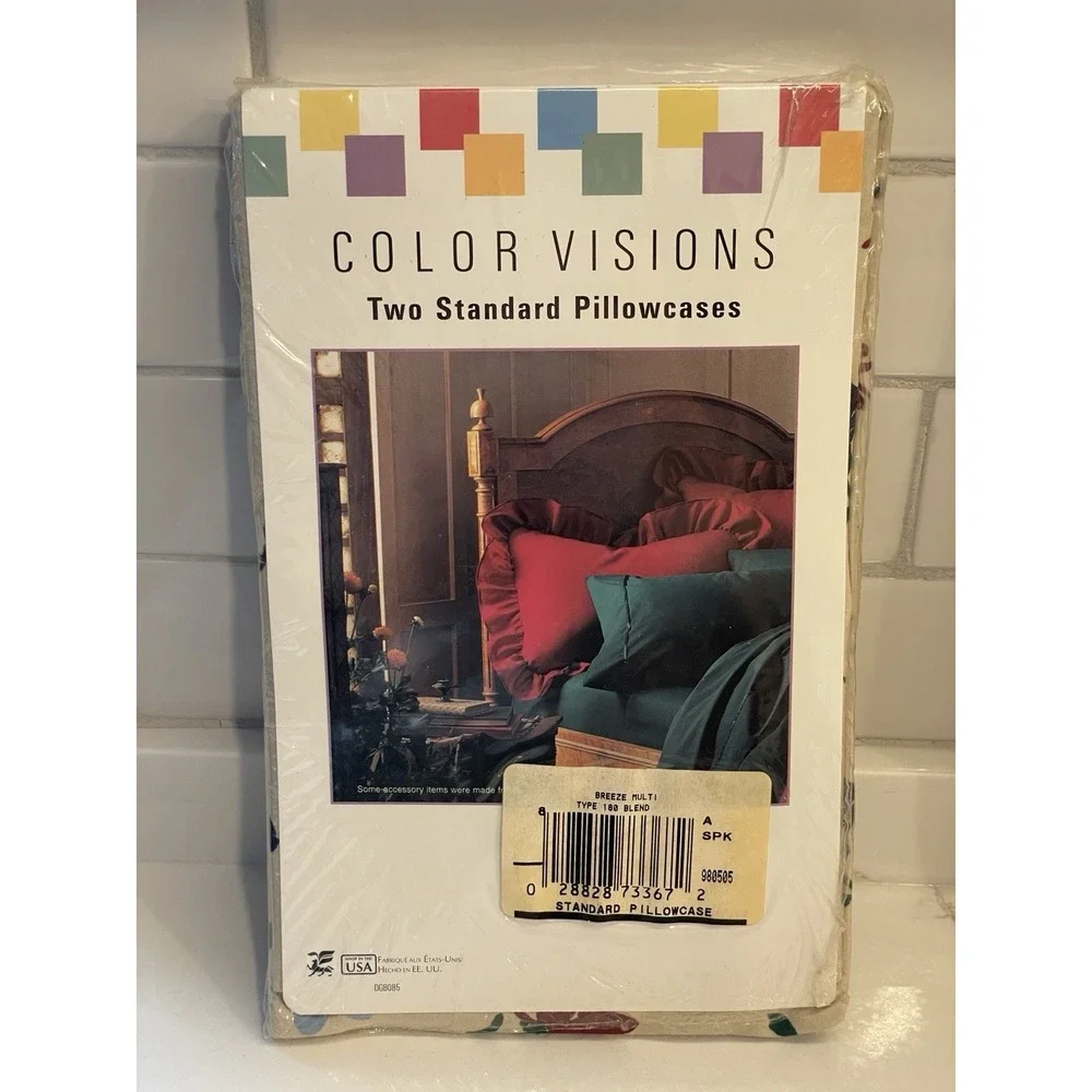 Vtg Westpoint Stevens Floral Standard Pillowcase Set 2 Color Vision Percale New‎